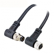  Cable Assembly, B Code - M8 5pins B code male right angle to female straight molded cable, unshielded, PVC, -10°C~+80°C, 24AWG 0.25mm²